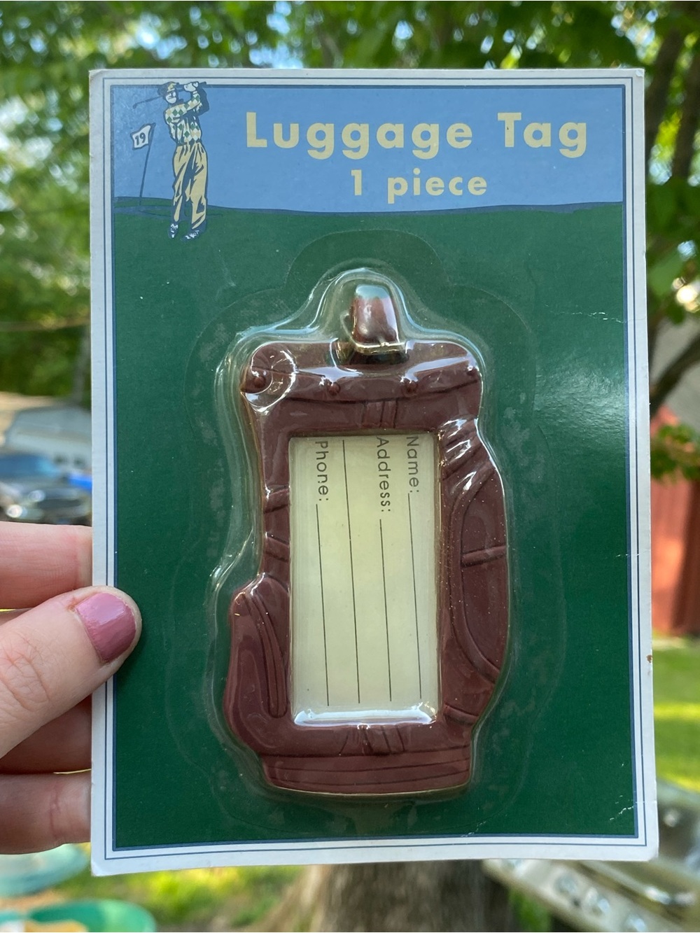 Vintage Brown Golf Bag Luggage Tag